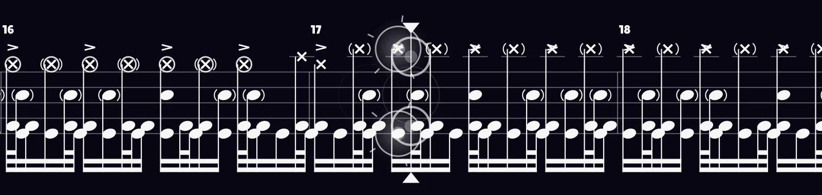 Bleed by Meshuggah as drum notation in DRUMY