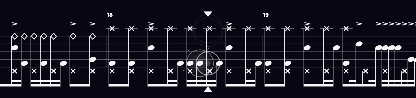 Good Times Bad Times by Led Zeppelin as drum notation in DRUMY