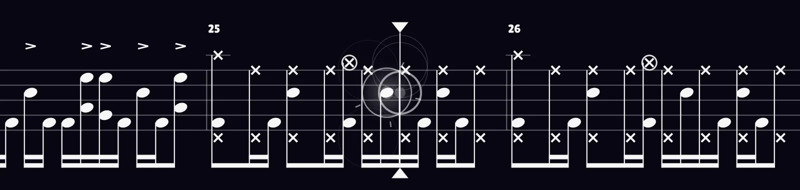 Hysteria by Muse as drum notation in DRUMY
