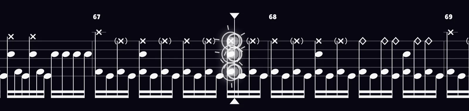 Nightmare by Avenged Sevenfold as drum notation in DRUMY