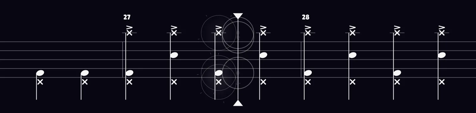 Seven Nation Army by The White Stripes as drum notation in DRUMY