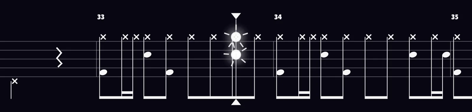 Supermassive Black Hole by Muse as drum notation in DRUMY