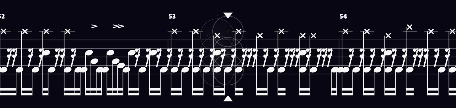 The Columbian Faction by Volumes as drum notation in DRUMY