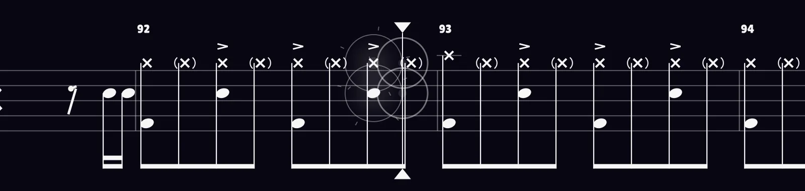Thunderstruck by AC/DC as drum notation in DRUMY