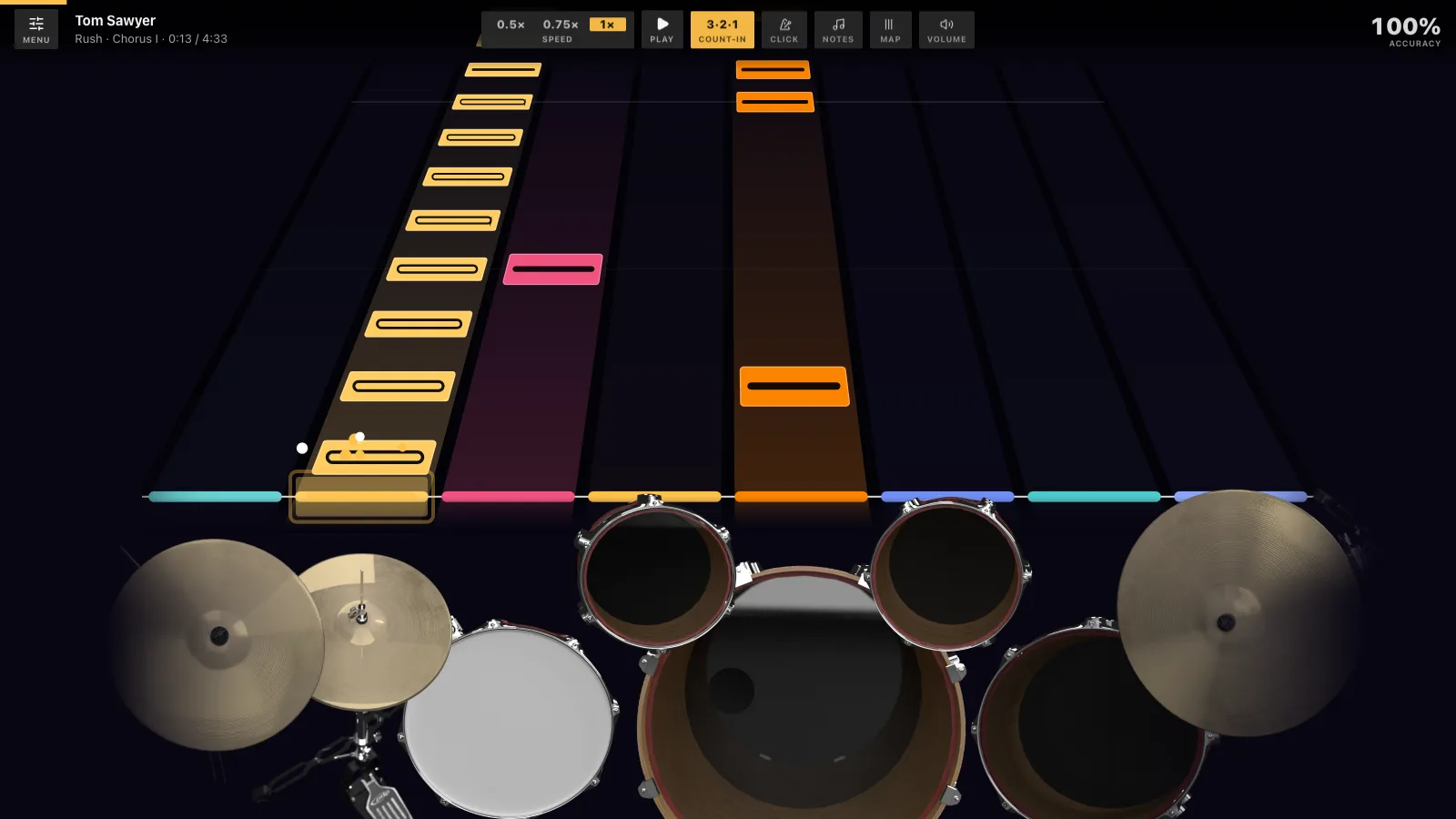 Tom Sawyer by Rush in DRUMY: the chorus falling in Beatfall