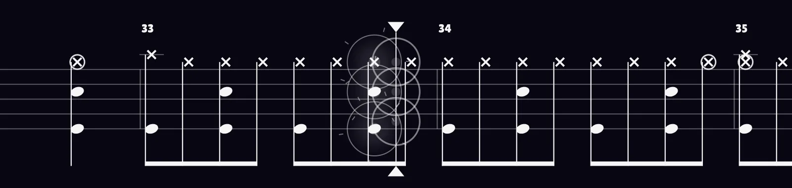 Uptown Funk (Feat. Bruno Mars) by Mark Ronson as drum notation in DRUMY