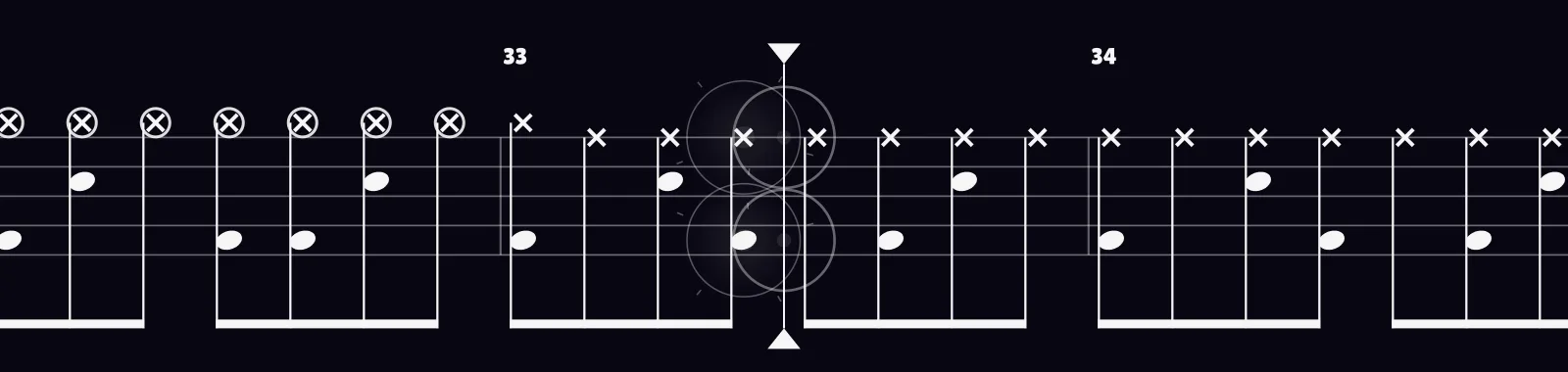 Yellow by Coldplay as drum notation in DRUMY